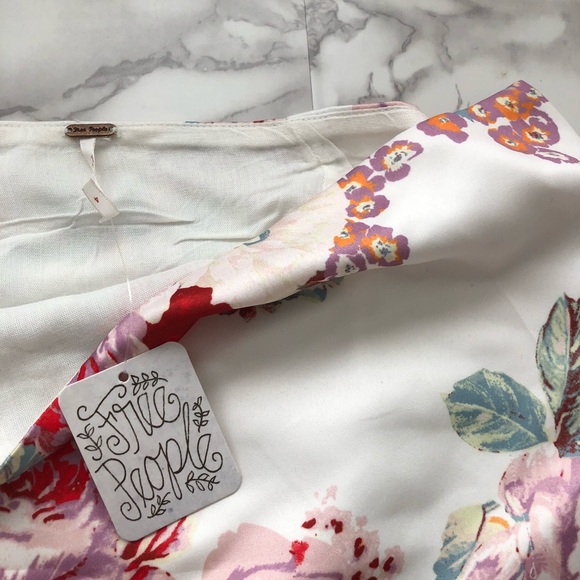 FREE PEOPLE silky floral fringe mini skirt - Picture 6 of 8